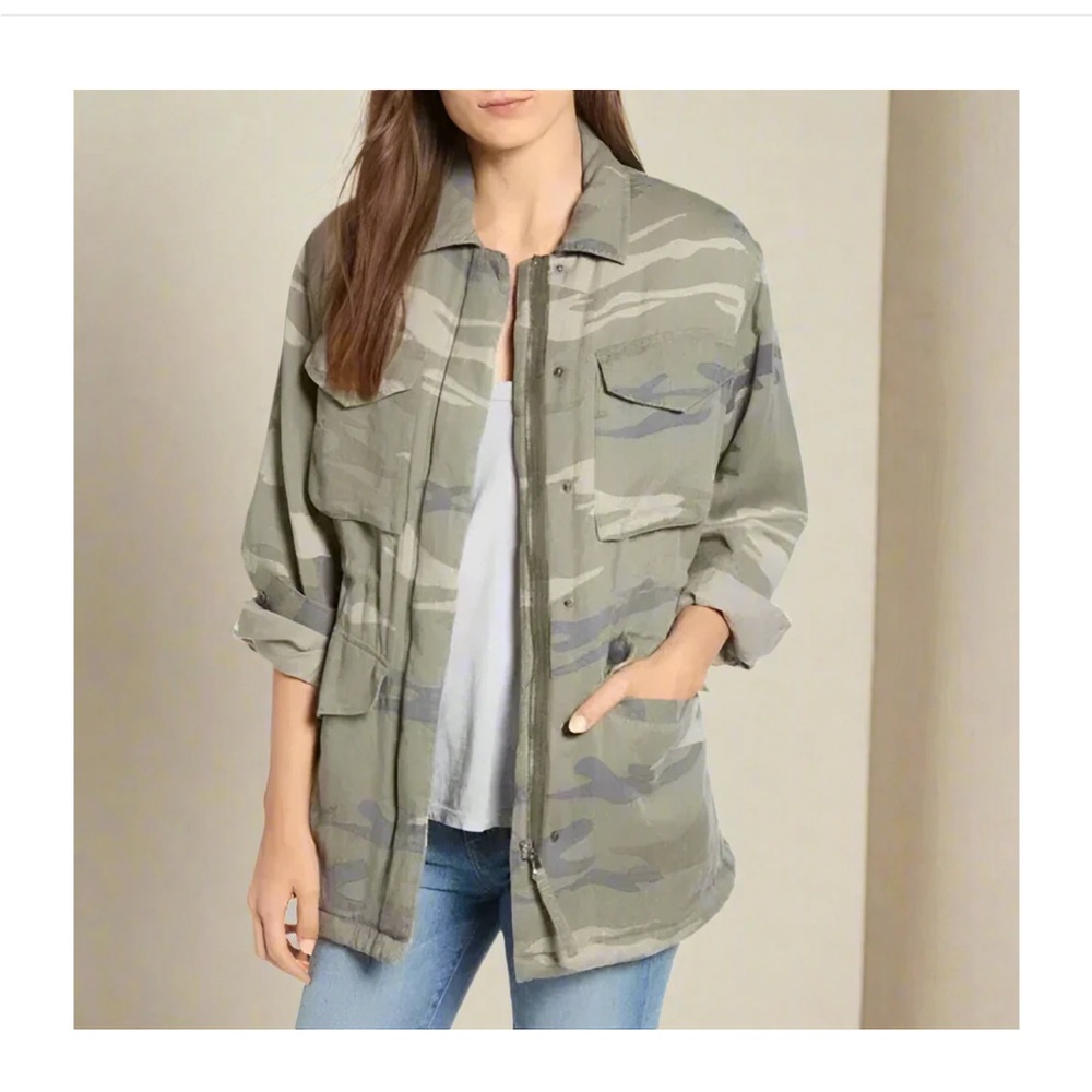 $55 Rails Women's Camo Whitaker faux fur lined Linen Zip up utility jacket iSage